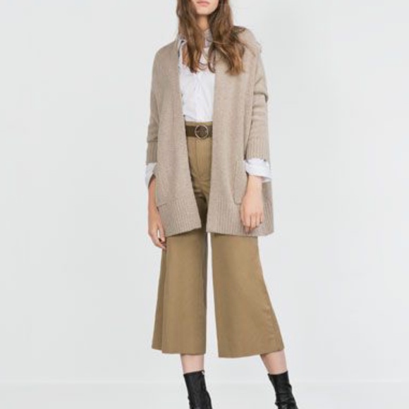 Zara Sweaters - Zara Knit Beige Open Wool Blend Sweater Cardigan